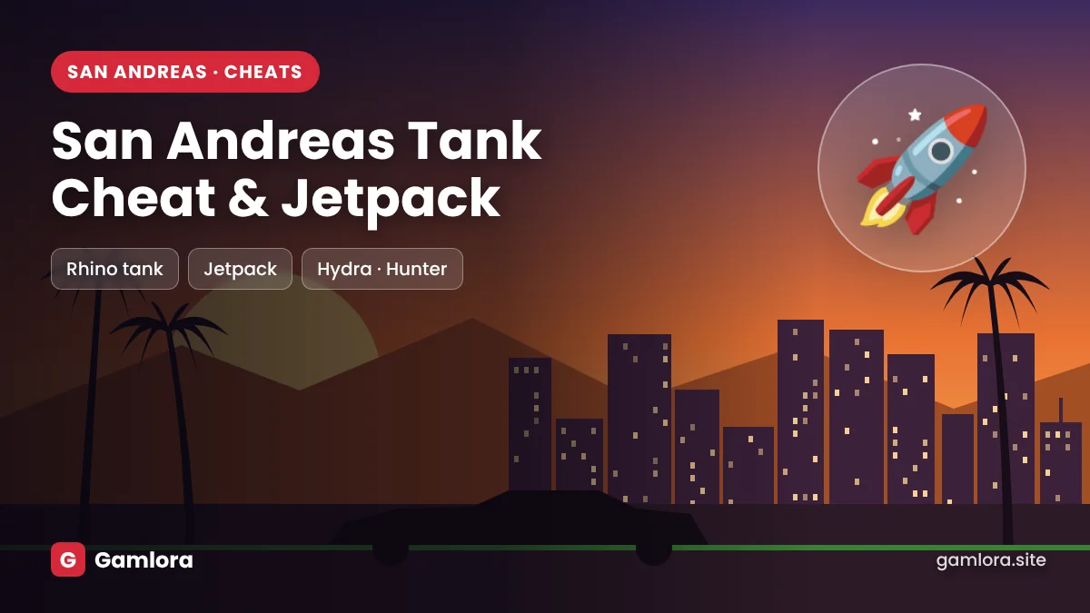 GTA San Andreas tank cheat, jetpack and Hydra codes for PC and consoles